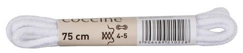 Шнурки бавовняні 75см Coccine білий 49979, Білий, 3, 2999860554328