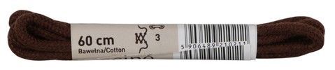 Шнурки бавовняні 60см Coccine коричневий 49989, Коричневий, 3, 2999860554410