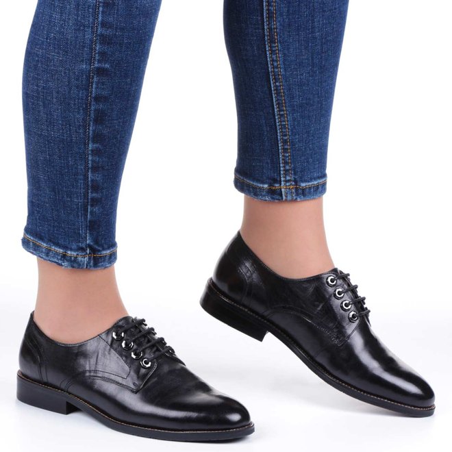 Жіночі туфлі на низькому ходу Anemone 6046, Черный, 37, 2956370017880
