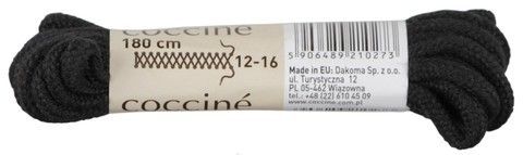 Шнурки хлопчатобумажные 180см Coccine черный 49905, Черный, 3, 2999860536140