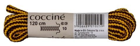 Шнурки хлопчатобумажные 120см Coccine желтый/коричневый 49940, жовтий/коричневий, 7, 2999860536492