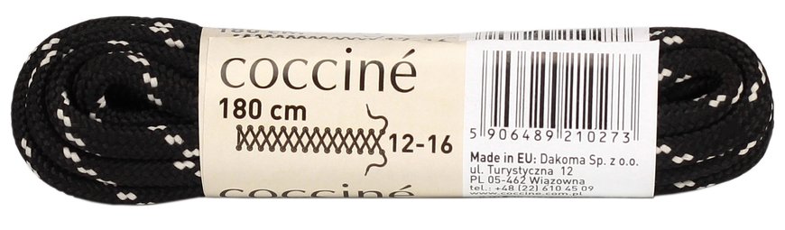 Аксесуари шнурки бавовняні 180см Coccine Чорні 4012939, Чорний, 5, 2999860701982